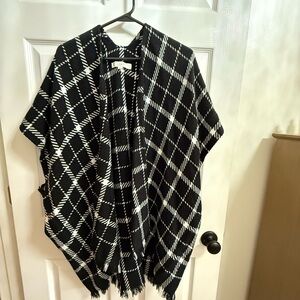 Black and White Plaid Poncho